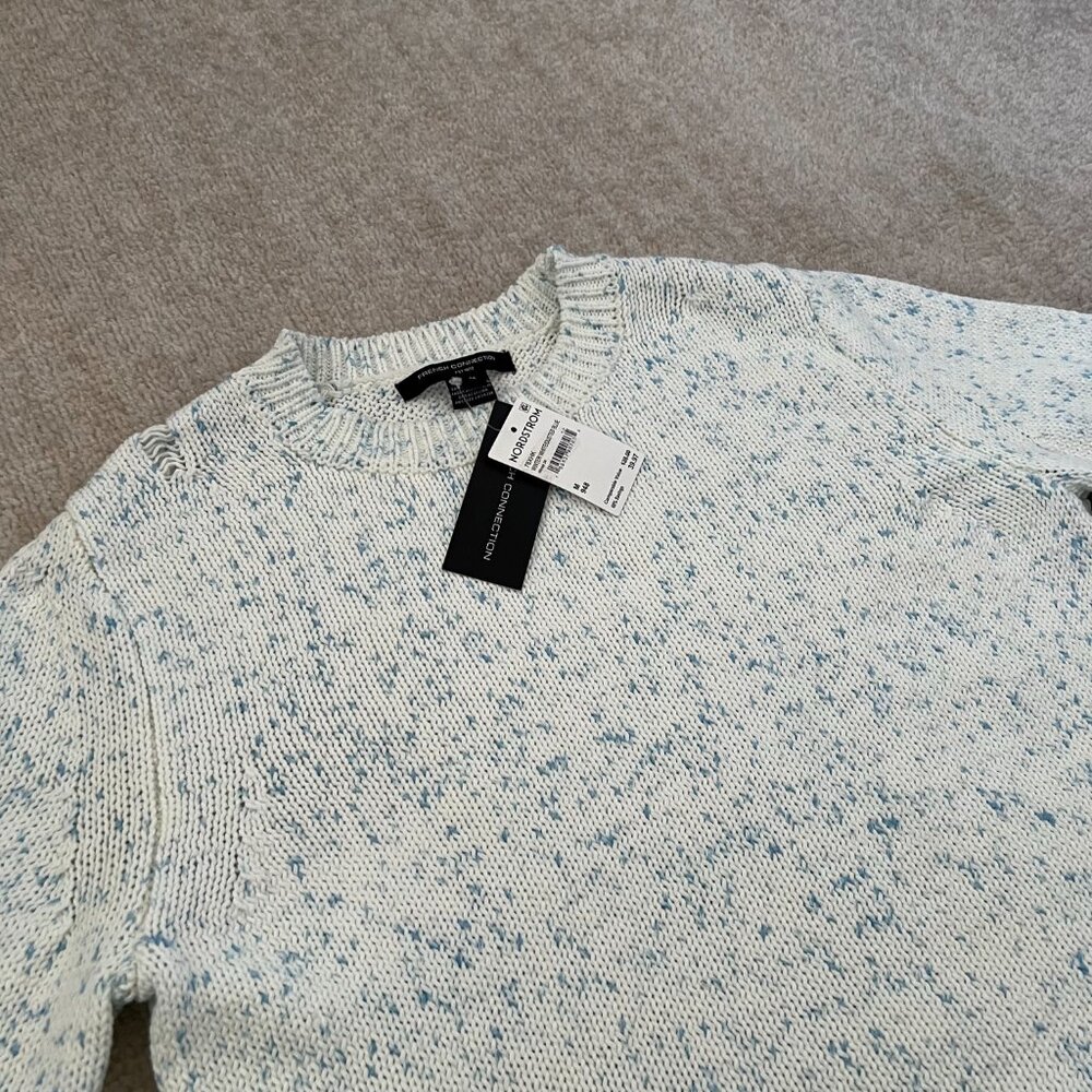 NWT French Connection Nevanna Scallop Hem Cotton Crewneck Sweater M - Picture 3 of 11